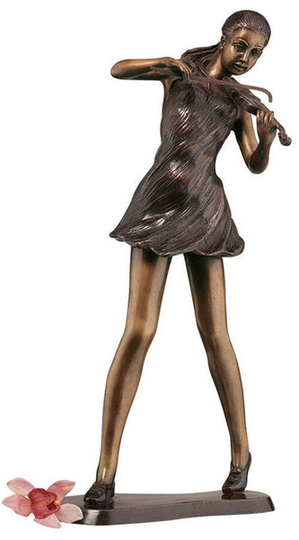 Young Girl Violinist Bronze Statue Figurine Music Figurine